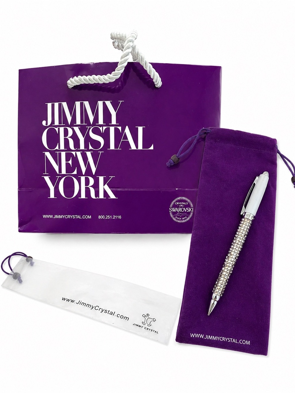 Jimmy Crystal Swarovski Aurora Borealis Crystal Pen Gift Set w Pouch Bag
